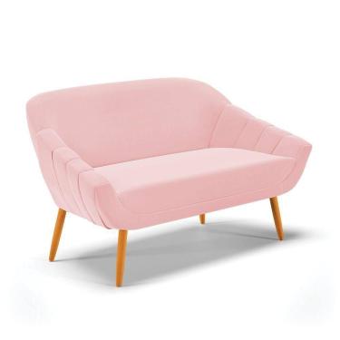 Imagem de Namoradeira 02 Lugares Giovana Suede Pés Palito Castanho - D`rossi Rosa Bebê