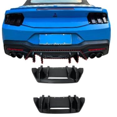 Imagem de Spoiler de para-choque traseiro de carro difusor labial modificação peça para Mustang 2024+ capa protetora de para-choque acessórios de carro (um estilo de carbono)