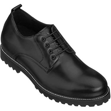 Imagem de CALTO Botas de trabalho masculinas invisíveis para aumento de altura - Botas de trabalho de cano baixo com cadarço de couro preto - 7 cm mais alto - S9118- Tamanho 7 D D (M) EUA