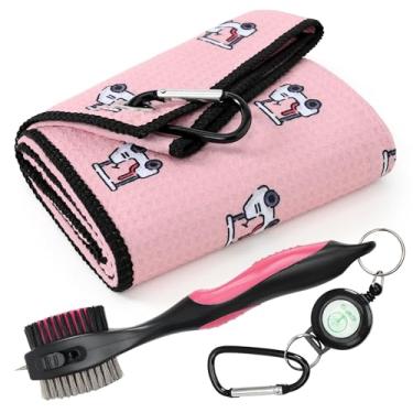 Imagem de Mile High Life Toalha de golfe impressa (40,6 cm x 61 cm) e kit de ferramentas de pincel, toalha de microfibra e padrão de waffle, escova grande com limpador de ranhura Club e cabo de extensão