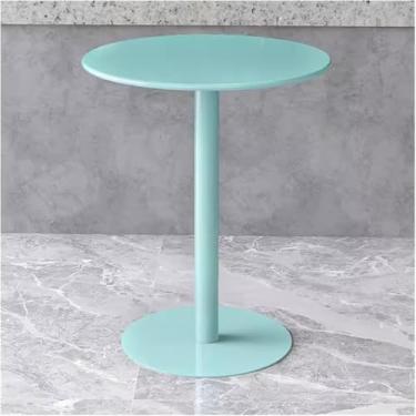 Imagem de Mesa De Bistrô Pátio Mesa De Jantar De Metal De Ferro, Mesa Redonda Pequena, Mesa Lateral De Sofá, Mesa De Centro, Mesa De Chá De Leite, Mesa De Bar, Mesa De, Light Blue, 48x48x62cm