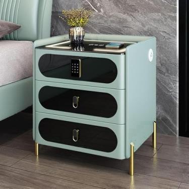 Imagem de Mesa De Cabeceira Inteligente Com Fechadura De Combinação Inteligente, Mesa De Cabeceira Com Carregamento Sem Fio, Luzes Led De 3 Cores E Porta Usb, Alto-falante Bluetooth Mesa, E, 45x60x40cm