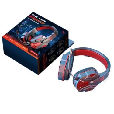 Imagem de Fones de ouvido sem fio do Bluetooth 5.0 Gamers com fones de ouvido com fio de microfone para cancelamento de ruído para telefone,Red