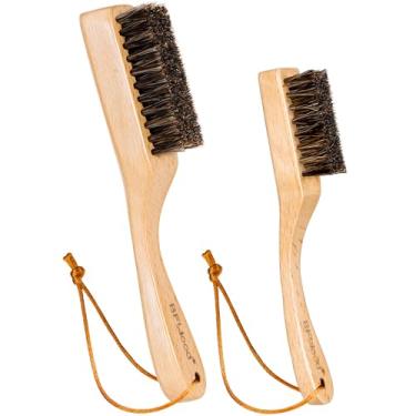 Imagem de BFWood Escova prata de crina de cavalo - conjunto de pincéis de detalhes de 2 peças para talheres - escovas de limpeza de joias para esterlinas, talheres, metal - combinação perfeita para polimento de