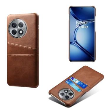 Imagem de Capas Compatível com Oneplus ACE 2 PRO,Caso de couro PU-Tampa de telefone a prova de choque com 2 slots de cartão,Proteção anti-impressão digital e anti-gota-Brown