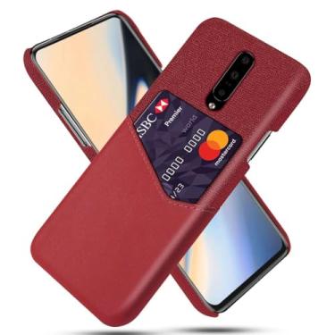 Imagem de Capa para Oneplus 7 PRO,Tela e tampa de couro PU,Antideslizante,360°cobertura completa à prova de choque com 1 slot de cartão atrás,Prevenção de queda-Red