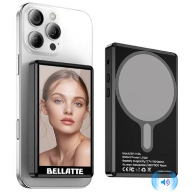 Imagem de Bellatte Tela do monitor de selfie Vlog para iPhone e Android, monitor magnético sem fio 4K 30fps para Vlog Live Stream TikTok YouTube, alto-falante integrado com sincronização de áudio, controle