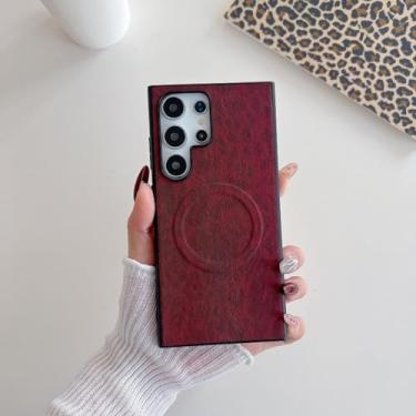 Imagem de YOGISU Capa de couro TPU com estampa de leopardo retrô para Samsung S25Plus (para Samsung S25Plus/vermelho)