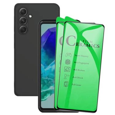 Imagem de Kit 2 Películas de Cerâmica 9H Anti-Impacto e Capa Preta para Samsung Galaxy M55, Proteção Total