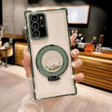 Imagem de MVVKKY para Samsung S24 Plus Quicksand Bracket Case Airbag Plating Cover (para Samsung S24 Plus/Verde)