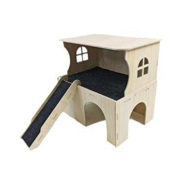 Imagem de Ｂｅｓｇａ Casa de madeira para hamster, cabana para pequenos animais, acessórios para gaiolas, cama fácil de montar, habitats para porquinhos-da-índia,