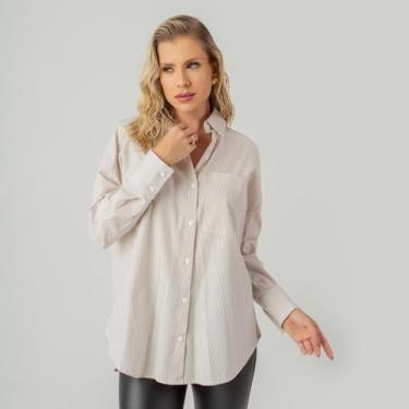Imagem de Camisa susie oversized listrada feminina - Susie Modas, Marrom, M