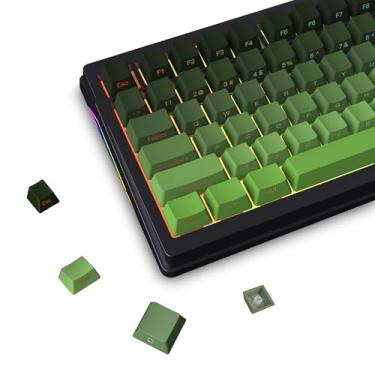 Imagem de Mciepny Conjunto de teclas PBT com 135 teclas gradientes, verde chá, teclas impressas com duplo tiro de brilho através de teclas personalizadas, perfil OEM, estilo minimalista 60 65 75 100% para
