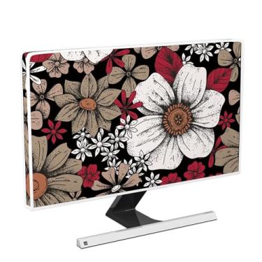 Imagem de Baocicco Capas antipoeira para monitor de flores boho vintage 56, 60, 61 cm, design boêmio floral antiestático retrô antiestático à prova de poeira capa protetora à prova d'água para tela de