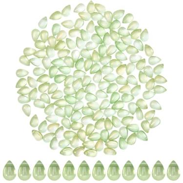 Imagem de SOFPLATE 1 caixa, 200 peças, contas de gota transparentes, contas de cristal de vidro, 9 x 6 mm, pingentes de lustre perfurados no topo da gota de água, com espaçador solto de glitter, para brinco