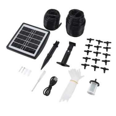 Imagem de de Irrigação por Gotejamento Com Energia Solar Kit de Rega Automática Solar Com Bateria e Timer de 2000mAh para Plantas Externas Em Interior Jardim de Varanda