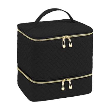 Imagem de Ysyqkn Bolsa Organizadora para Esmaltes, Caixa Porta-esmaltes com Alça, Caixa de Transporte para Viagem para Conjuntos de Manicure, Cosméticos, Viagem, Maqui, Preto