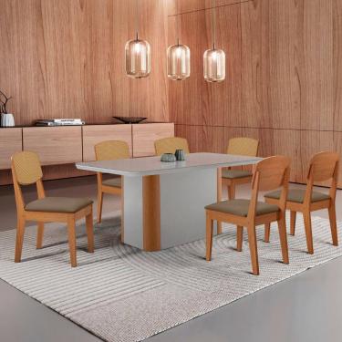 Imagem de Mesa de Jantar Isadora 180cm Tampo MDF Vidro com 6 Cadeiras Copper Premium