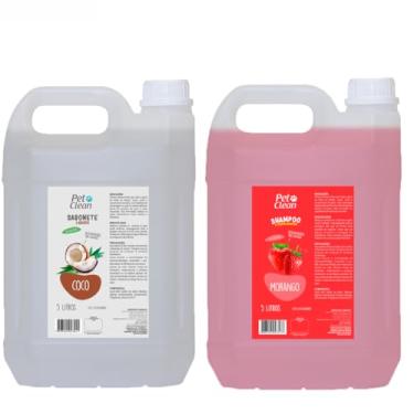 Imagem de Kit Pre Banho Limpeza Profunda Shampoo Banho e Tosa 5 Litros Hidratante Condicionador Escolha (Pré Coco/Morango)
