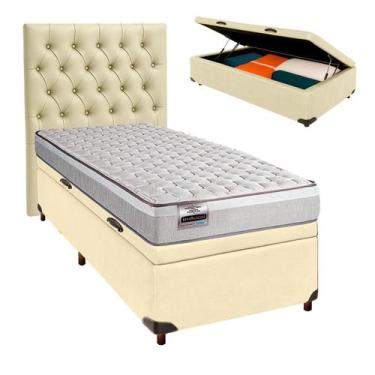 Imagem de Conjunto Cama Box Bau Blindado Solteiro + Colchão Molas Ensacadas Hano
