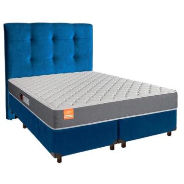 Imagem de Cama + Box Azul e Colchão D23 Queen - Pro Inducol + Cabeceira