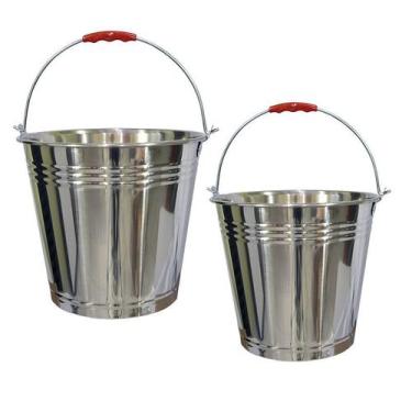 Imagem de Kit 2 Balde Inox Com Alça 16 Litros Industrial Gastrobel