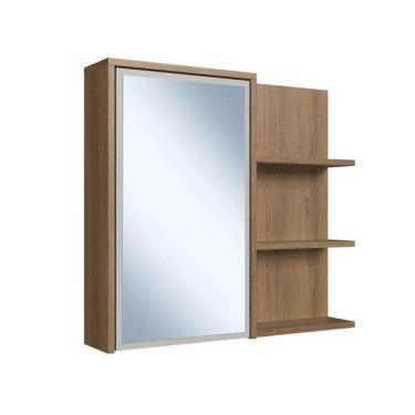 Imagem de Armário Espelheira Paula Mel Arenas com Porta e 2 Prateleiras para Banheiro