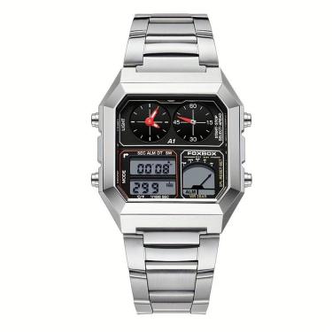 Imagem de Relógio Digital Masculino Design Clássico Duplo display em aço inoxidável 3atm