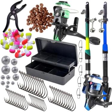 Imagem de Kit de Pesca Completo com 2 Varas, 2 Molinetes, Estojo, Anzóis, Chumbos, Iscas e Alicate