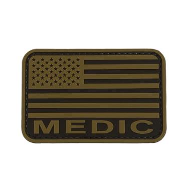 Imagem de uuKen Patch de bandeira médica 5 cm × 7 cm PVC Tan com gancho traseiro para kit de primeiros socorros bolsa chapéus bolsas coletes roupas (bronzeado coiote, P 7.6 cm × 5.1 cm)