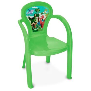 Imagem de Cadeira Monobloco com Braços Infantil Estampada (Dinossauro)