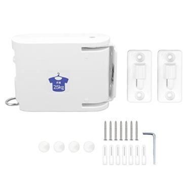 Imagem de Varal retrátil montado na parede espessado 4,2m para serviço interior para uso externo para economizar roupas de secagem rack para hotel em casa abds alumínio ptu 3 peças conjunto (Branco)