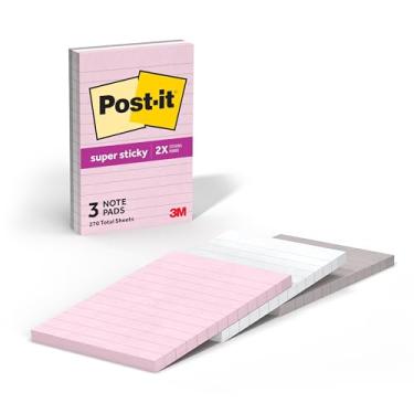 Imagem de Post-it Notas forradas super adesivas 10 x 15 cm, Simply Serene 3 blocos/pacote, 90 folhas/bloco