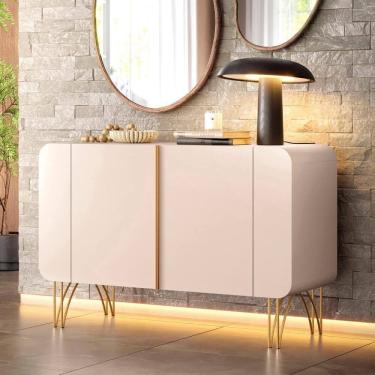 Imagem de Balcão Aparador Buffet Pé Metal Benvenuto Off White - Hb Móveis
