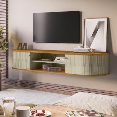 Imagem de Rack Suspenso Com Design Contemporâneo Algarve Cumaru-opala