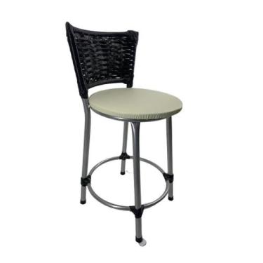 Imagem de Kit banqueta baixa junco cozinha gourmet bancada americana - FortMix, 