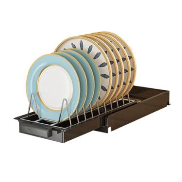 Imagem de Retirar o organizador do armário inoxidável de aço inoxidável slide multifuncional prateleiras para placas espaço de armazenamento de armário de cozinha economizando design (Preto)