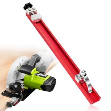 Imagem de Trilho de guia de borda de serra circular – Acessório de cerca de liga de alumínio de 360 mm com trava dupla, serve para base de até 300 mm, para cortes retos paralelos precisos e aparar madeira