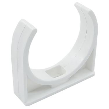 Imagem de BokWin Grampos de tubos de água de PVC em forma de U, pacote com 50, fivelas em forma de U de PVC branco de 40 mm para bandejas de TV/tubos/suporte de mangueira, clipes de instalação rápida para