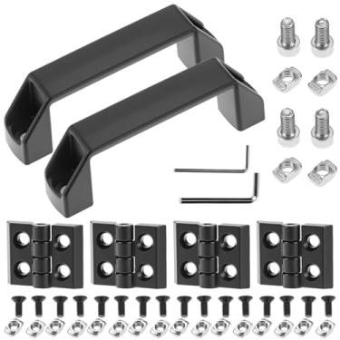 Imagem de QWORK 2 conjuntos 2020 Series Kit de instalação de maçanetas e dobradiças de moldura para perfil de extrusão de alumínio 2020 de 6 mm