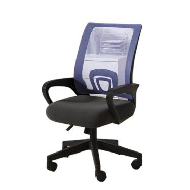 Imagem de Cadeira de jogos, cadeira de escritório confortável para casa, cadeira giratória confortável para jogos, tecido de elevação ergonômica, cadeira de escritório no meio das costas (azul)