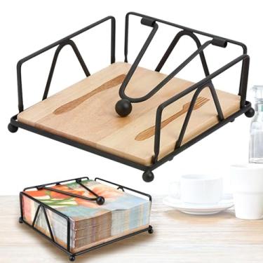 Imagem de Suporte de guardanapo para mesa, suporte de guardanapo plano, Suporte de guardanapo preto de metal com braço ponderado, Distribuidor de de seda Acessórios horizontais de cozinha para mesa de jantar de