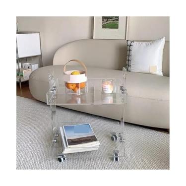 Imagem de ZzleoyuUUs-12 Mesa de chá de acrílico transparente, armário de armazenamento de carrinho de sala de estar, mesa de centro móvel para casa, mesa de cabeceira, mesa de chão