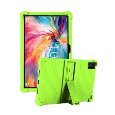 Imagem de Fannayipin Capa infantil de silicone macio com suporte de PC para TCL TAB 10 NXTPAPER 5G (9199S) Tab 10 Gen 2 (8196G/8496G), 10,4 polegadas (verde)