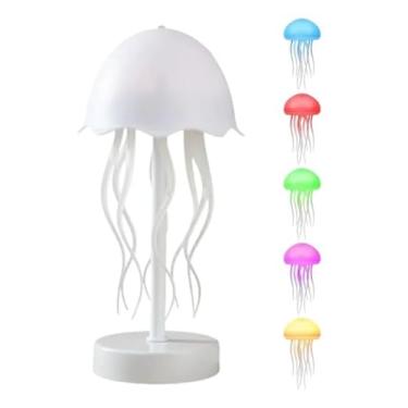 Imagem de Luminaria Decorativa Mesa Agua Viva Luzes LED Coloridas Ajustaveis Movimento Hipnotizante Bateria Recarregavel USB C Ambiente Relaxante