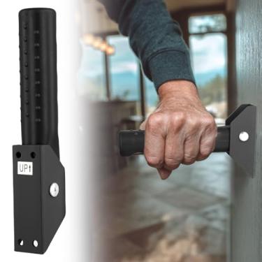 Imagem de SavvyBloom Barras de apoio dobráveis para escadas de porta para idosos, maçanetas de porta de garagem, assistência de escada para idosos, portas dobráveis barra de apoio que não está no caminho