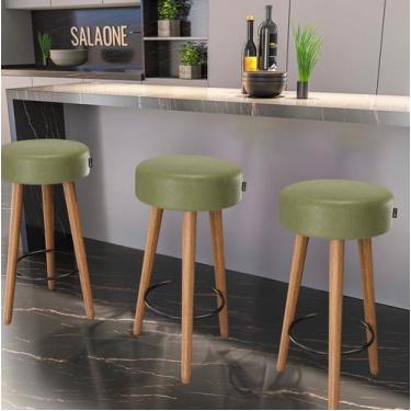 Imagem de Kit 3 Banquetas Estofadas Altas Londres Estilo Moderno para Cozinha, Á