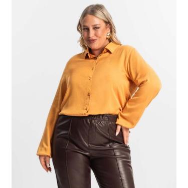 Imagem de Camisa Manga Longa Secret Glam Secret Glam Marrom, Plus G4, Marrom