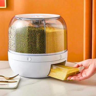 Imagem de Dispenser Pote Girátorio Cereais Arroz Alimentos Giratório com 6 Divis