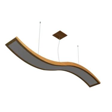 Imagem de Lustre Pendente Retangular Onda LED 24w 2700k 160cm Madeira - FOXLustr